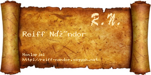 Reiff Nándor névjegykártya