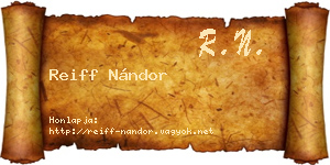 Reiff Nándor névjegykártya